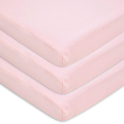 American Baby Company 3 Pack 100% Natural Cotton Jersey Knit Fitted Pack N Play Playard Sheet, Pink, Soft Breathable, for Girls