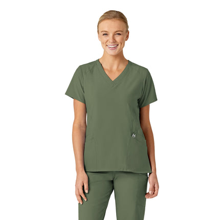 WonderWink 6155XOLIV1X W123 Women's Stylized V-Nec