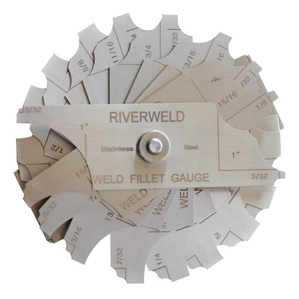 RIVERWELD 12 Piece Fillet Weld Set 1/32" increments to 1/2", 1/16" increments to 1" Welding Inspection Test Ulnar RL Gauge