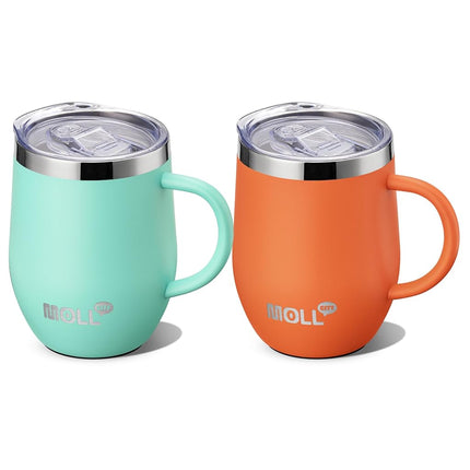 Mollcity 12 oz Tumbler with Handle and Straw-Stain