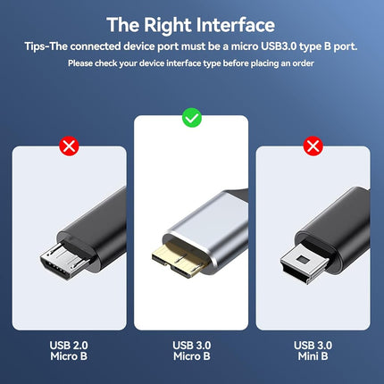 Câble USB 3.0 Micro B CLAVOOP 45 cm, Câble de Disque Dur Externe 5 Gbit/s USB A vers Micro B Haute Vitesse Compatible avec Disque Dur Seagate Xbox One Toshiba WD Western Digital