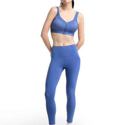 Champion Women's Sports Bra, Motion Control Front-Zip, High-Impact Maximum Support, Breathable, Moisture-Wicking, Coastal Fjord, 34C