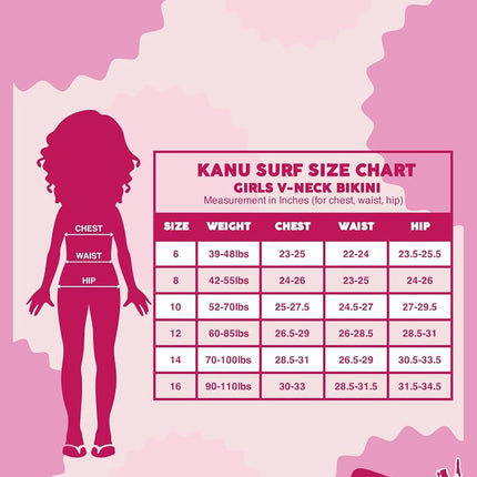 Kanu Surf Girls' Willow V-Neck Bikini Beach Sport 2-Piece Swimsuits, Ruched Solid White, 8