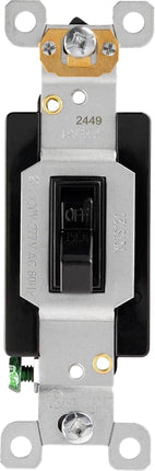GE Grounding Toggle Switch, Single Pole, Heavy Duty, Black