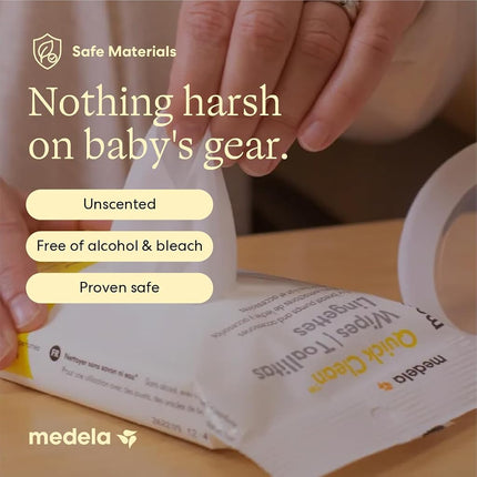 Medela Quick Clean Breast Pump and Accessory Wipes 90ct, 3 Packs of 30 Count, Resealable, Convenient and Hygienic On The Go Cleaning for Tables, Countertops, Chairs, and More