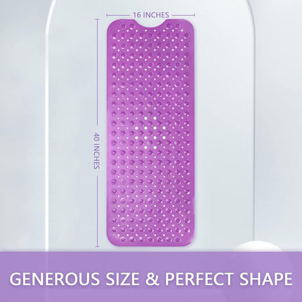 Sheepping Baby Bath Mat Non Slip Extra Long Bathtub Mat for Kids 40 X 16 Inch - Eco Friendly Bath Tub Mat with 200 Big Suction Cups,Machine Washable Shower Mat (Purple)