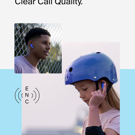 Belkin SoundForm Nano 2 Bluetooth Earbuds for Kids with Built-in Microphone, 28H Battery Life, Safe 85dB Volume, IPX5 Water Resistance - Kids Bluetooth Earbuds for iPhone, iPad, Galaxy, & More - Blue