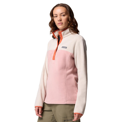 Columbia Women's Benton Springs 1/2 Snap Pull Over 2, Fleece Pull Over, Eraser Pink/Dark Stone/Tuscan, XXL