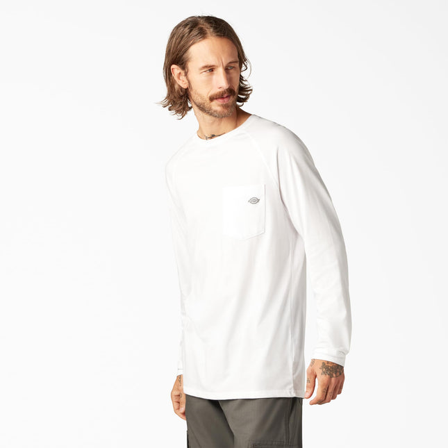 Dickies Men's Cooling Long Sleeve Pocket T-Shirt, White, Large