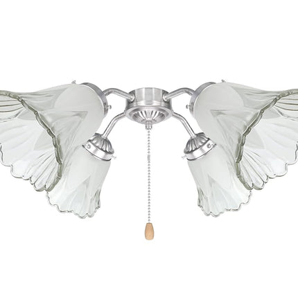 Aspen Creative 23160-4 Transitional Clear & Sandblasted Ceiling Fan Shade, 2-1/8" Fitter, 5-1/4" Diameter x 5-1/8" Height, 4 Pack Replacement Glass, Two Tone
