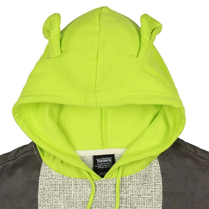 Sudadera con capucha y disfraz de Shrek de Bioworld con orejas 3D de trompeta en la capucha, color marrón, talla XXL