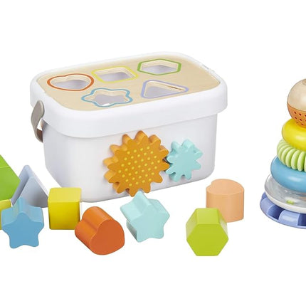 Amazon Basics Wooden Shape Sorter and Rainbow Stac