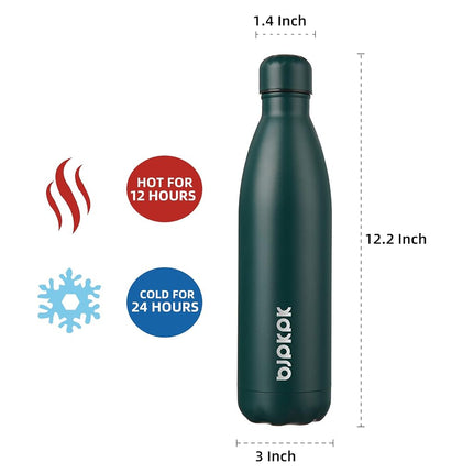 BJPKPK 25oz Insulated Stainless Steel Water Bottles,Sports Water Bottles Keep Cold for 24 Hours and Hot for 12 Hours,Army Green