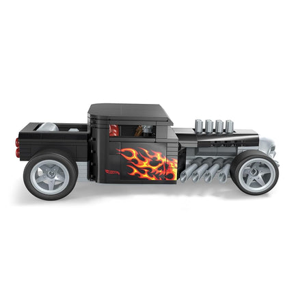 MEGA Hot Wheels Race Car Building Toys Set, Bone Shaker with 334 Pieces and Metal Die-Cast Model, Collector Replica, Black and Chrome, Kids & Adults, HRY17