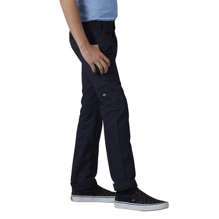 Dickies Boy’s Skinny Straight Double Knee Pant - Stretch School Uniform Trousers with Reinforced Knees & Adjustable Waist, Dark Navy V1, 16
