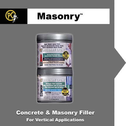 PC Products 70079 PC-Masonry Epoxy Adhesive Paste, Two-Part Repair, 8oz in Two Cans, Gray