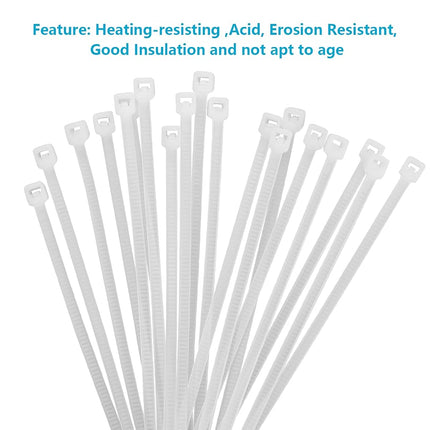 XINGO Cable Zip Ties Heavy Duty, Premium Nylon Plastic Wire Ties, Self-Locking Nylon Zip Ties for Indoor and Outdoor (Zip Ties Assorted Sizes, White)