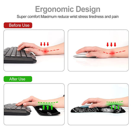 ToLuLu Keyboard Wrist Rest Mouse Pad Support, Gel Ergonomic Mouse Pads for Computer Laptop PC, Comfortable Durable Mousepad Keyboard Wrist Rests for Easy Typing Pain Relief, Moon & Sun