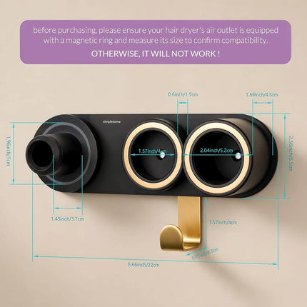 Magnetic Hair Dryer Holder Wall Mount for Most High Speed Blow Dryer