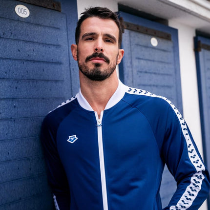 ARENA Men's Team Relax IV Track Jacket Front Zip Side Pockets Warm-Up Top Lightweight Athletic Retro Cool Bomber Jacket