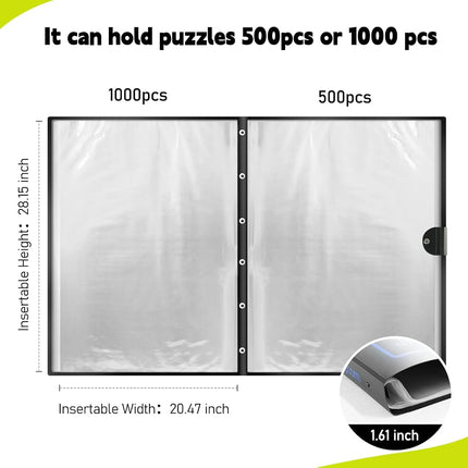 ALL4JIG 20.87"*28.15" Large Puzzle Binder – Space-Saving Storage Folder for 500–1000 Piece Puzzle Collection, Holds 20 Puzzles, HD Film Pockets, Birthday Mom & Grandma