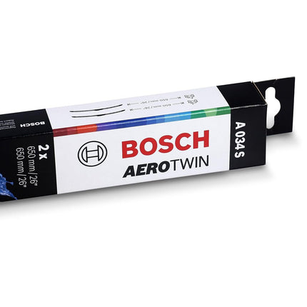 Bosch Wiper Blade Aerotwin A034S, Length: 650mm/650mm – Set of Front Wiper Blades - Only for Left-Hand Drive (EU)