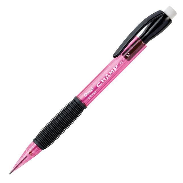 Portaminas Pentel CHAMP, (0.9 mm), barril rosa tintado, paquete de 12 (AL19P)