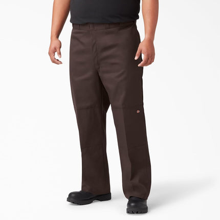 Dickies Men's Loose Fit Double Knee Work Pants – Durable Twill Utility Trousers for Construction, Warehouse, Industrial Use, Dark Brown, 40W x 32L
