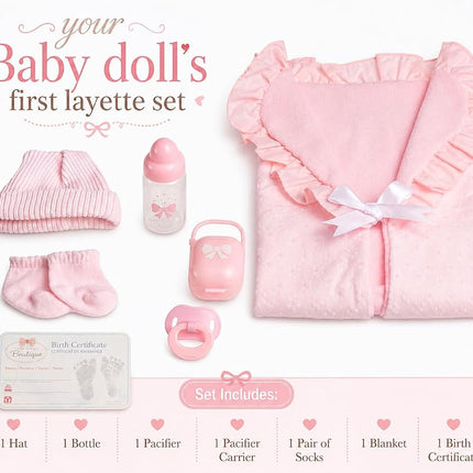JC Toys 18780 La Newborn Soft Body Boutique Baby Doll, 15.5-Inch, Pink