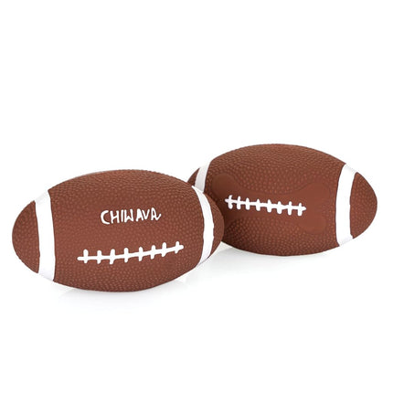 Chiwava 2 Pack 6" Squeaky Latex Dog Toy Balls Football Rugby Fetch Interactive Toy for Medium Large Dogs