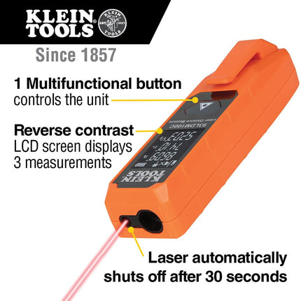 Laser Distance Measure 100-Feet, High Accuracy Laser up to +/- 1/16-Inch, Compact Design with LCD Display Klein Tools 93LDM100C