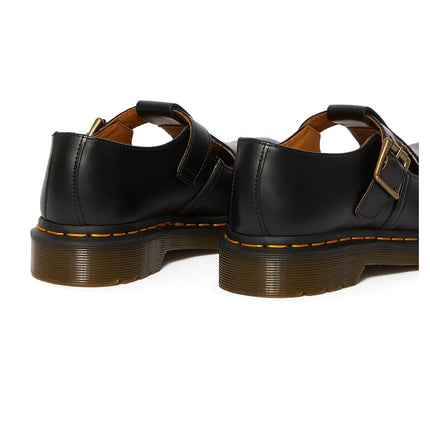 Dr. Martens Polley Mary Jane plates pour femme, noir lisse, 6 Medium UK (8 US)