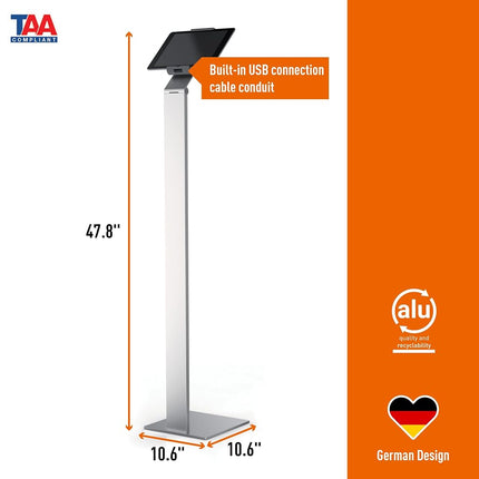Durable Aluminium Tablet Floor Stand - Anti Theft Lockable & Rotatable 360° - Universal Pro Stands for 7-13" iPad, Samsung, Surface & More - Secure Exhibition Holder
