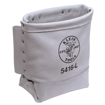 Klein Tools 5416L Tool Pouch, Leather Bull-Pin and Bolt Bag, Tunnel Loop Connection, Reinforced Bottom, 5 x 10 x 9-Inch