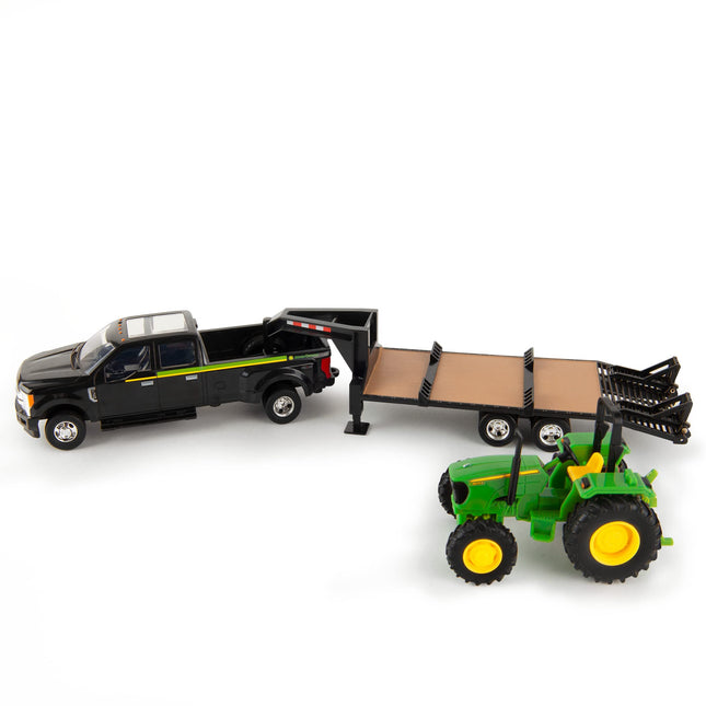 ERTL Ford Pickup with Gooseneck Trailer & John Deere Tractor Vehicle