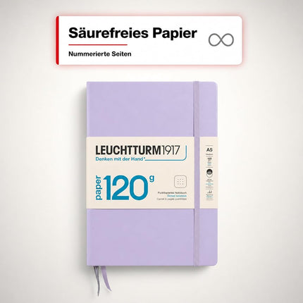 Notebook Hardcover Medium (A5), 120g Edition, Dotted, 203 pages, Lilac
