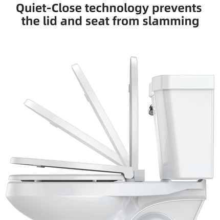 Toilet Seat,Elongated Toilet Seat with Quiet-Close, Quick-Attach Hardware with Grip-Tight Bumpers, Quick-Release Design,Slow-Close Toilet Seat, Full Flat White