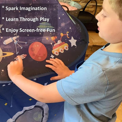 Rocket Ship Play Tent for Kids, Astronaut Spaceship Space Themed Pretend Playhouse Indoor Outdoor Games Party Children Pop Up Foldable Tent Birthday Toy for Boys Girls Toddler Baby