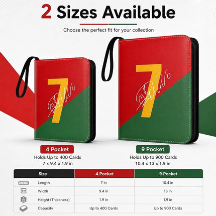 HBK Soccer Card Binder 9 Pocket, PU Leather Soccer Cards Binder with 50 Sleeves for Sports Card Storage, Soccers Gift for Trading Cards Collectors (NO-7, 900 Pockets)