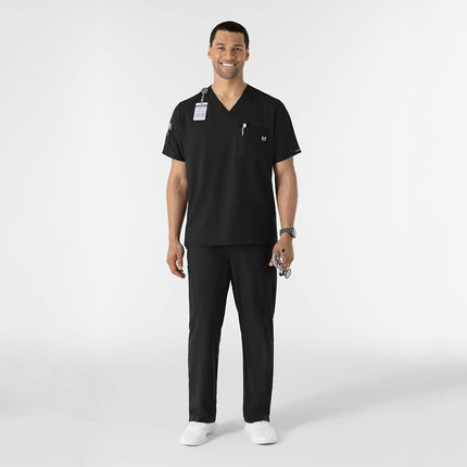 WonderWink 6355ABLACMD W123 Men's V-Neck Top, Black, Standard-M Size