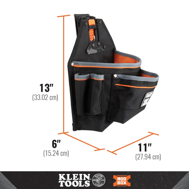 Klein Tools 55835MB MODbox Tool Pouch, 9-Pocket Electrician Parts Pouch, Quickly Attach and Release from Tool Belts and MODBox Rail System