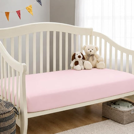 American Baby Company Drap-housse en jersey de coton 100 % naturel Supreme pour berceau standard et matelas de lit de bébé, rose, doux et respirant, pour filles, 71 x 132 cm
