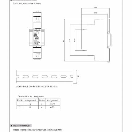 MEAN WELL Ultra Slim Step-Shape 1SU DIN Rail Power Supply, 12V 1.25A 15W - HDR-15-12