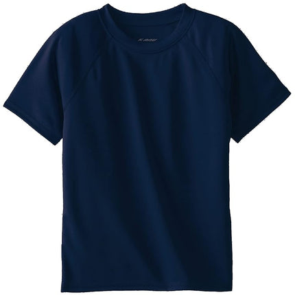 Kanu Surf Boys' Big Short Sleeve UPF 50+ Rashguard Swim Shirt, Solid Navy, Small (8)