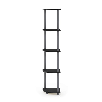 Furinno TURN-N-TUBE 5-Tier Corner Shelf, Bookcase, Black