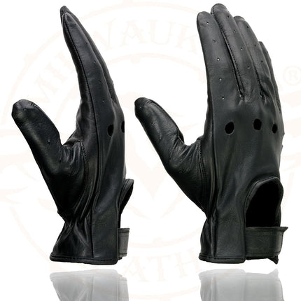 Milwaukee Leather SH247 Guantes de conducir de cuero sin forro estilo clásico para hombre (negro, mediano)
