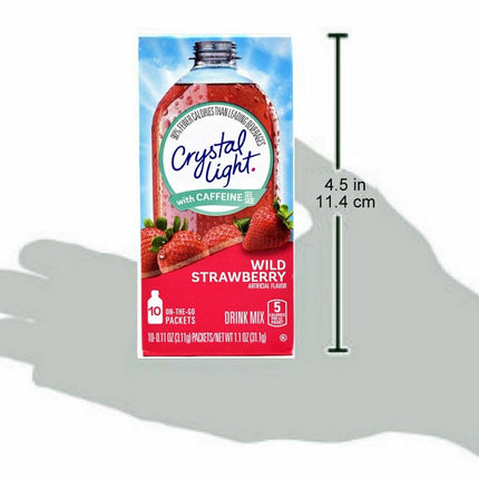 Crystal Light On The Go Wild Strawberry with Caffeine, 10 Packets (Pack of 4)