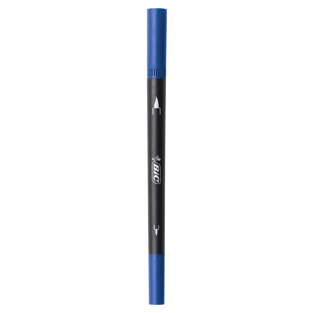 BIC Intensity 2 in 1 Dual Tip Fineliner Pens, Fine Tip (0.7mm) and Flexible Brush (3.7mm), Assorted Colors, 12-Count Pack