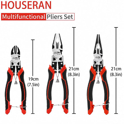 HOUSERAN Pliers Set, 3 Pcs, for DIY & Home Use, Multifunctional