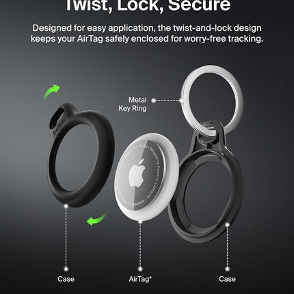 Belkin Apple AirTag Holder with Key Ring, Secure Case for AirTag - Black